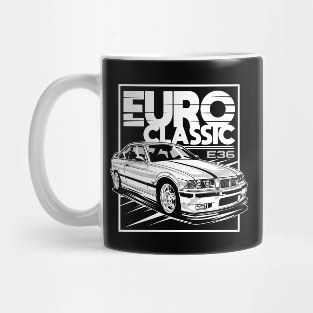 Classic Euro Car M3 E36 (White Print) by idrdesign